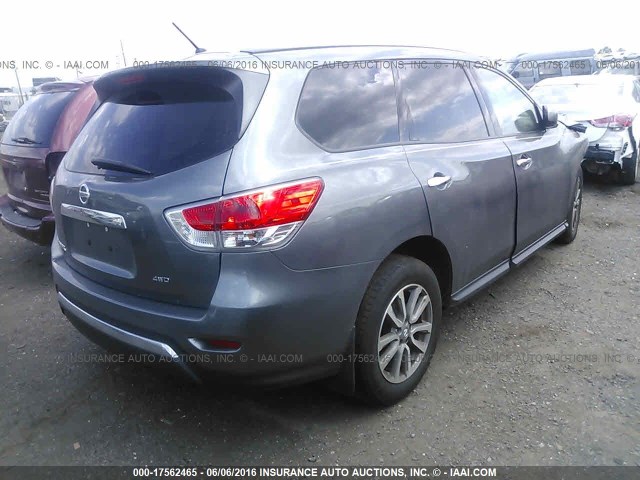 5N1AR2MMXFC603575 - 2015 NISSAN PATHFINDER S/SV/SL/PLATINUM GRAY photo 4