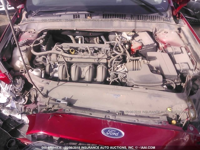 3FA6P0G71DR380096 - 2013 FORD FUSION S RED photo 10