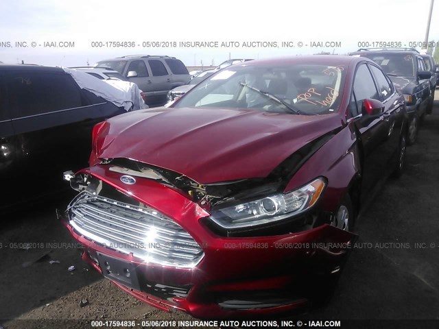 3FA6P0G71DR380096 - 2013 FORD FUSION S RED photo 2