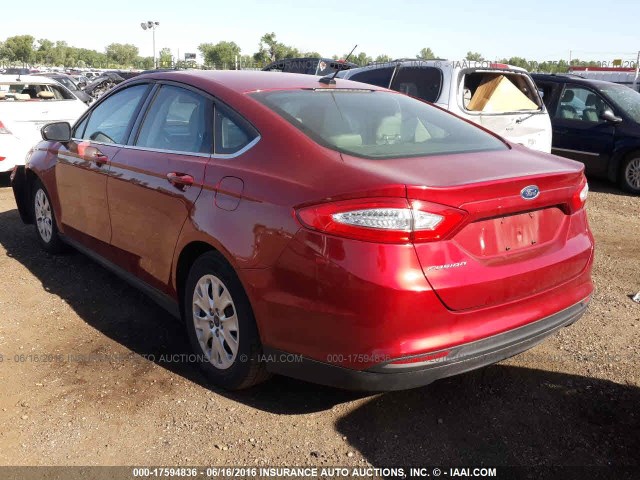 3FA6P0G71DR380096 - 2013 FORD FUSION S RED photo 3