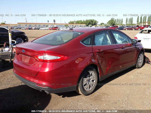 3FA6P0G71DR380096 - 2013 FORD FUSION S RED photo 4