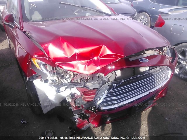 3FA6P0G71DR380096 - 2013 FORD FUSION S RED photo 6