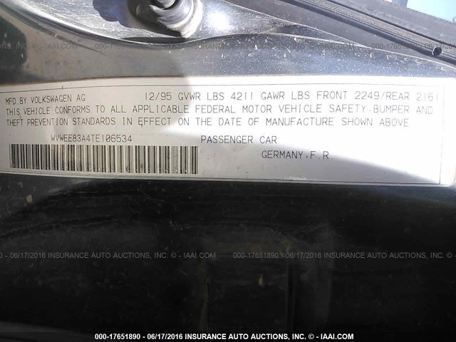 WVWEE83A4TE106534 - 1996 VOLKSWAGEN PASSAT GLX ლურჯი ფოტო 9