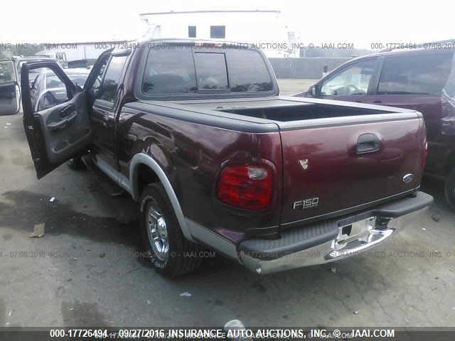 1FTRW07613KB73664 - 2003 FORD F150 SUPERCREW MAROON photo 3