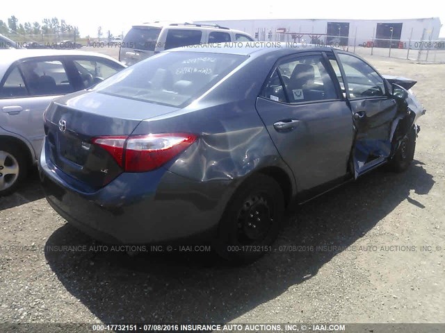 2T1BURHE6FC292401 - 2015 TOYOTA COROLLA L/LE/LE PLS/PRM/S/S PLS GRAY photo 4