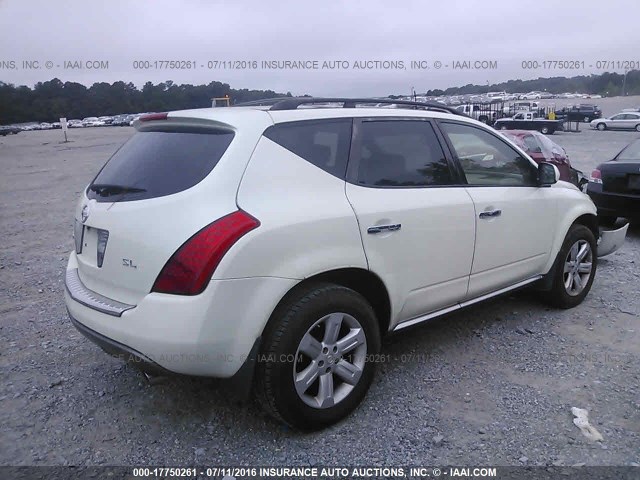 JN8AZ08T07W529954 - 2007 NISSAN MURANO SL/SE/S WHITE photo 4