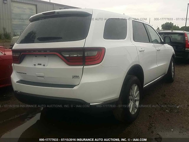 1C4RDHAG8FC945999 - 2015 DODGE DURANGO SXT WHITE photo 4