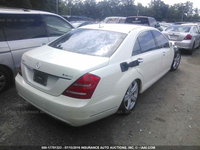 WDDNG8GB3AA340820 - 2010 MERCEDES-BENZ S 550 4MATIC WHITE photo 4