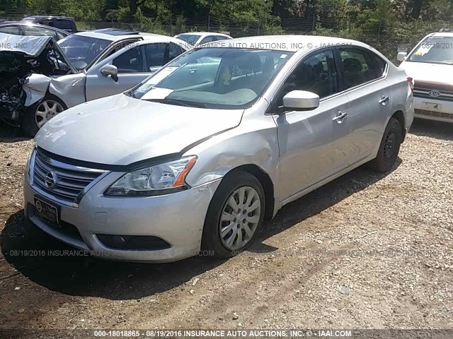 3N1AB7APXFY364186 - 2015 NISSAN SENTRA S/SV/SR/SL SILVER photo 2