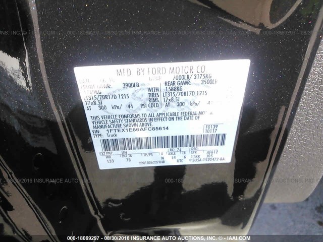 1FTEX1E66AFC85614 - 2010 FORD F150 SUPER CAB BLACK photo 9