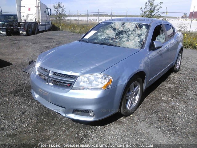 1C3CDZCB5DN637028 - 2013 DODGE AVENGER SXT BLUE photo 2