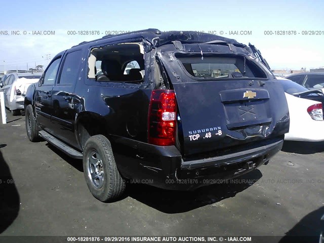 1GNSCJE0XDR126969 - 2013 CHEVROLET SUBURBAN C1500 LT BLACK photo 3