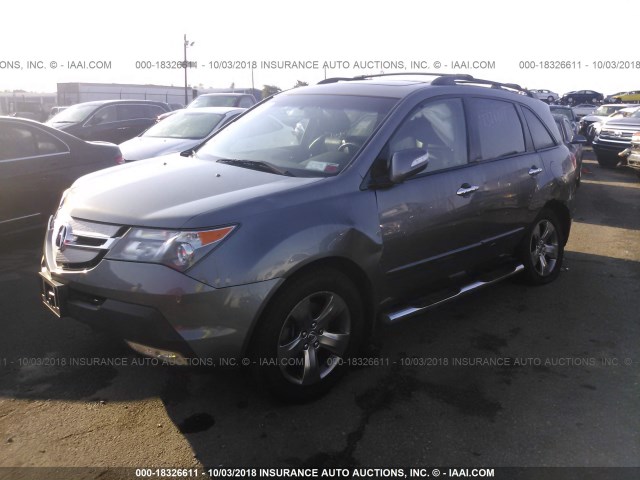 2HNYD28438H534606 - 2008 ACURA MDX TECHNOLOGY GRAY photo 2