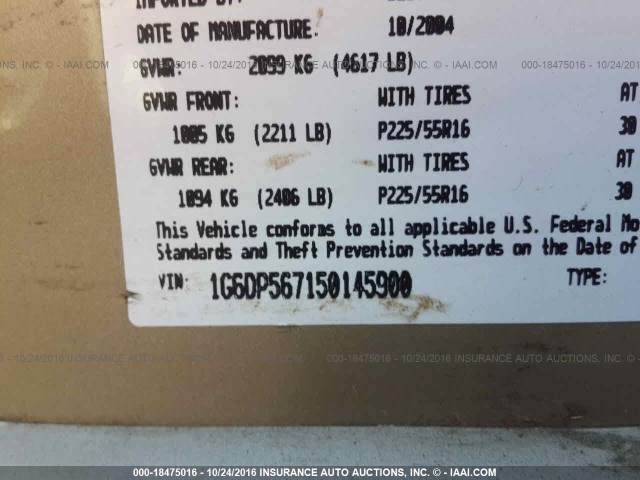 1G6DP567150145900 - 2005 CADILLAC CTS HI FEATURE V6 GOLD photo 9