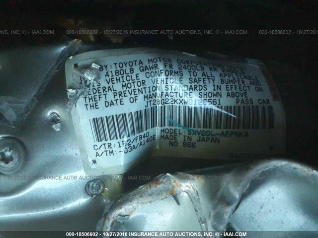 JT2BG22KXW0126561 - 1998 TOYOTA CAMRY CE/LE/XLE 香槟色 照片 9