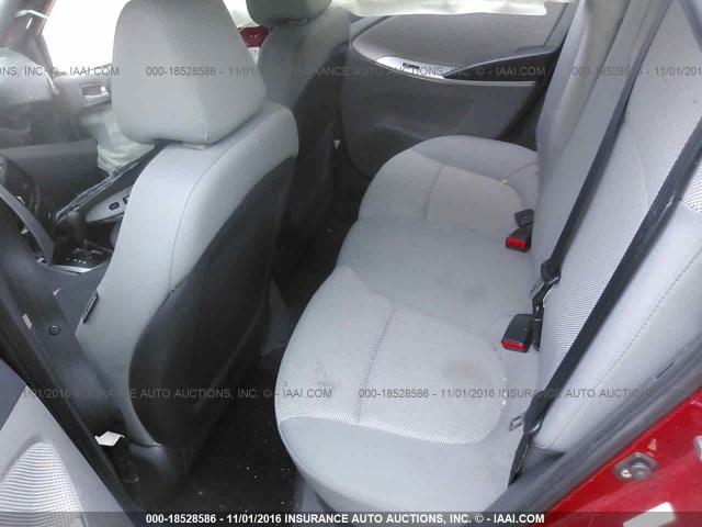 KMHCT5AE6CU034433 - 2012 HYUNDAI ACCENT GLS/GS RED photo 8