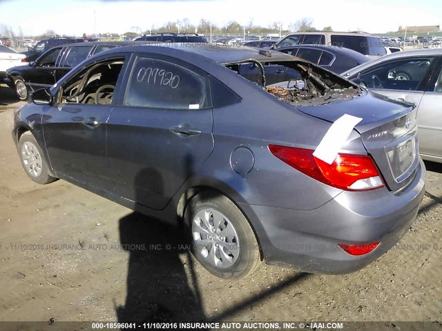 KMHCT4AE4GU089396 - 2016 HYUNDAI ACCENT SE GRAY photo 3