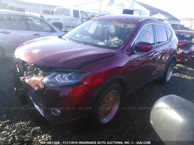 5N1AT2MT9GC833019 - 2016 NISSAN ROGUE S/SL/SV RED photo 2