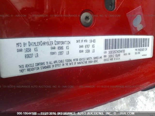 1B3ES26C94D540783 - 2004 DODGE NEON SE RED photo 9