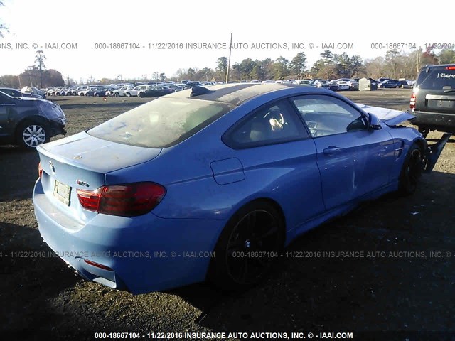 WBS3R9C51FK330623 - 2015 BMW M4 BLUE photo 4