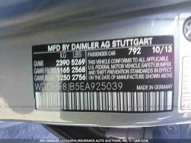 WDDHF8JB5EA925039 - 2014 MERCEDES-BENZ E 350 4MATIC GRAY photo 9