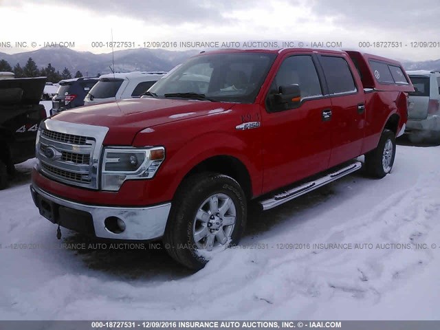1FTFW1EF9EFB86461 - 2014 FORD F150 SUPERCREW RED photo 2