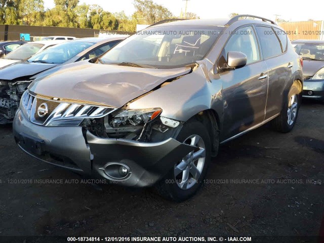 JN8AZ18U59W006012 - 2009 NISSAN MURANO S/SL GRAY photo 2