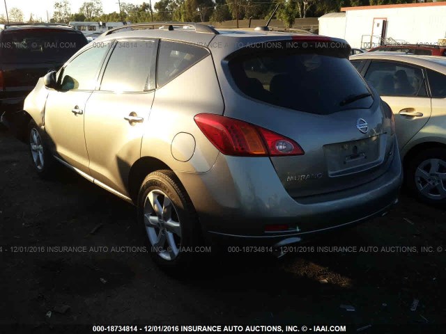 JN8AZ18U59W006012 - 2009 NISSAN MURANO S/SL GRAY photo 3