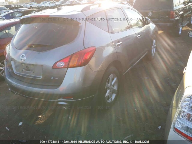 JN8AZ18U59W006012 - 2009 NISSAN MURANO S/SL GRAY photo 4