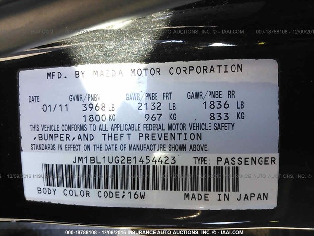 JM1BL1UG2B1454423 - 2011 MAZDA 3 I BLACK photo 9