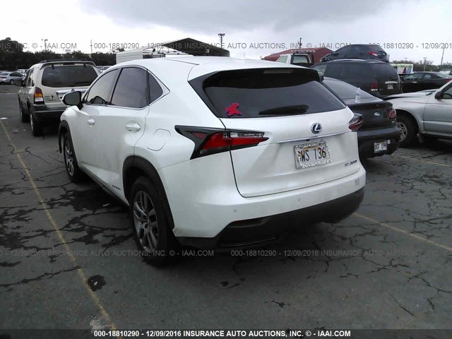 JTJYWRBZXF2008148 - 2015 LEXUS NX 300H WHITE photo 3