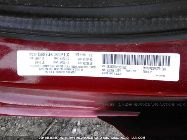 1B3BD1FB2BN556331 - 2011 DODGE AVENGER MAINSTREET RED photo 9