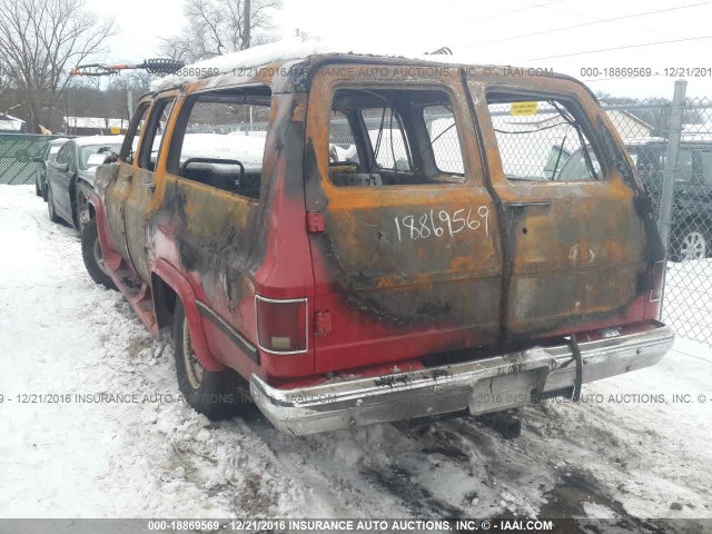 1GNGR26N9HF162289 - 1987 CHEVROLET SUBURBAN R20 RED photo 3