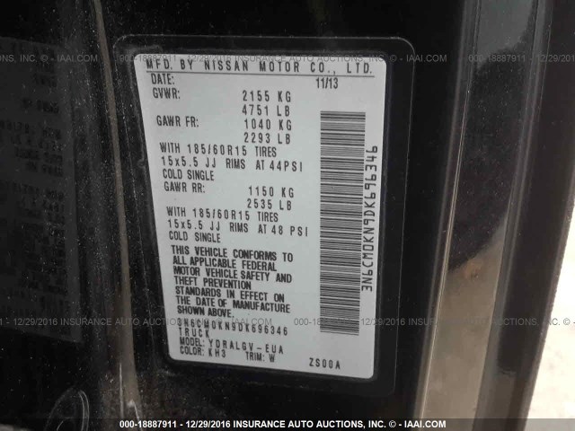 3N6CM0KN9DK696346 - 2013 NISSAN NV200 2.5S/2.5SV BLACK photo 9