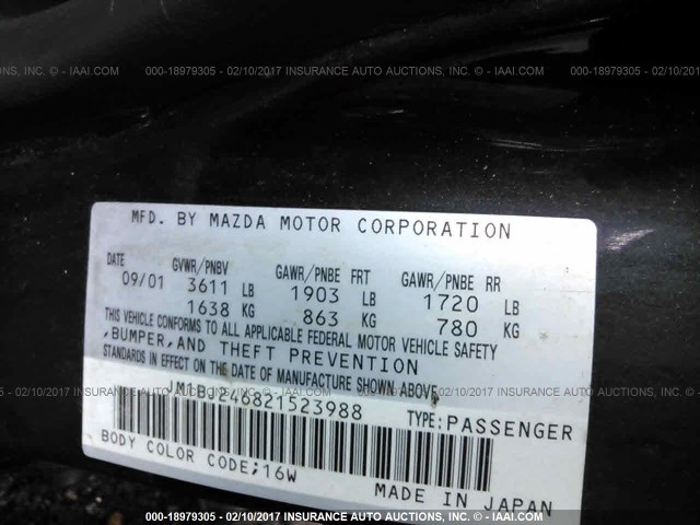 JM1BJ246821523988 - 2002 MAZDA PROTEGE PR5 黑色 照片 9