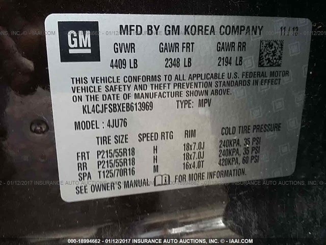 KL4CJFSBXEB613969 - 2014 BUICK ENCORE CONVENIENCE 棕色 照片 9