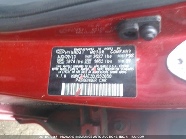 KMHCT4AE2DU552650 - 2013 HYUNDAI ACCENT GLS/GS RED photo 9