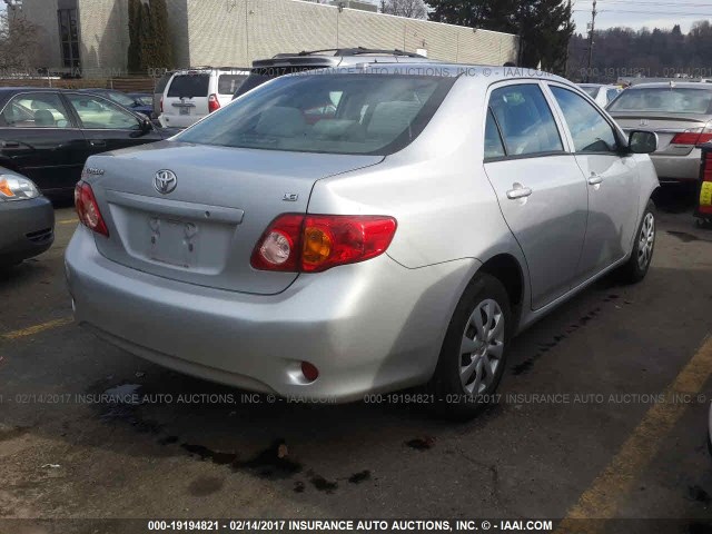 1NXBU4EE1AZ247378 - 2010 TOYOTA COROLLA S/LE/XLE SILVER photo 4