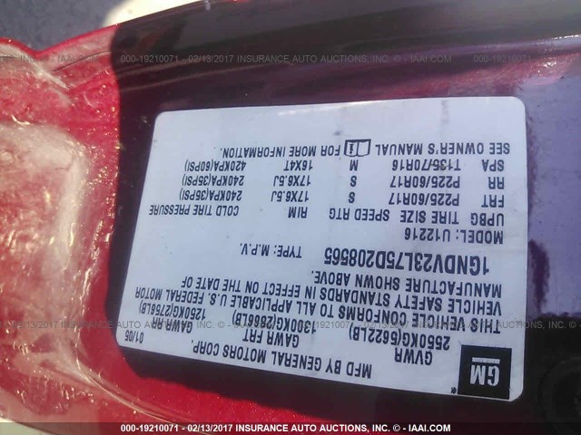 1GNDV23L75D208565 - 2005 CHEVROLET UPLANDER LS MAROON photo 9