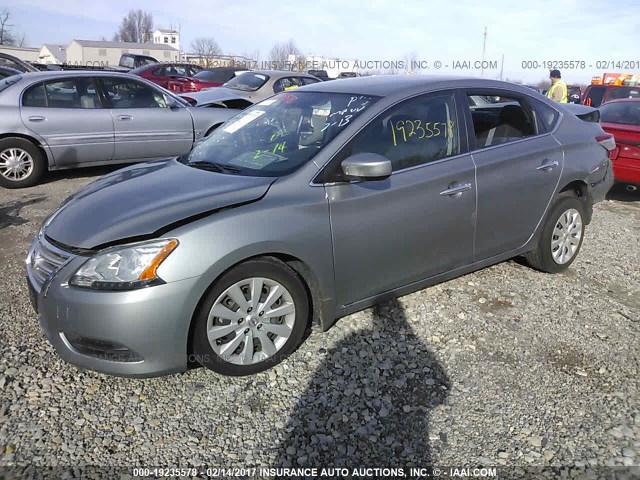 3N1AB7APXEY249683 - 2014 NISSAN SENTRA S/SV/SR/SL GRAY photo 2