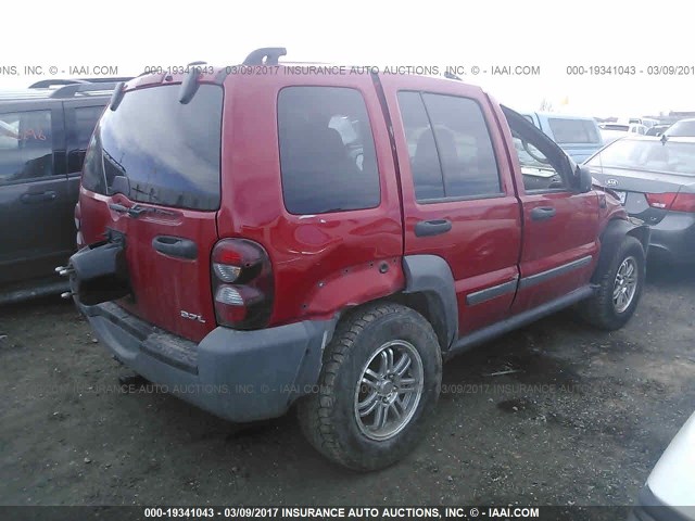 1J4GL48KX5W608111 - 2005 JEEP LIBERTY SPORT RED photo 4