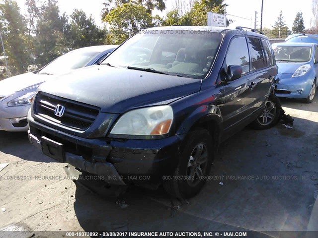 2HKYF18494H590013 - 2004 HONDA PILOT EX BLUE photo 2