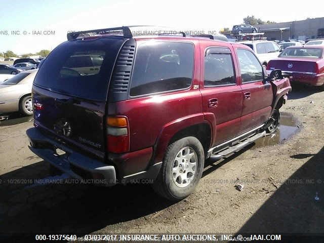 1GNEK13Z93R230577 - 2003 CHEVROLET TAHOE K1500 BURGUNDY photo 4