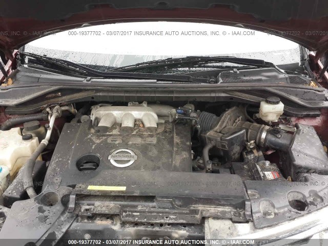 JN8AZ08W37W646938 - 2007 NISSAN MURANO SL/SE/S BURGUNDY photo 10