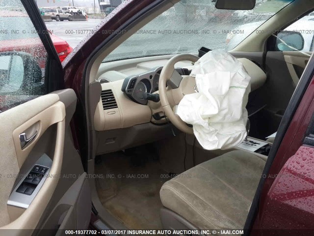 JN8AZ08W37W646938 - 2007 NISSAN MURANO SL/SE/S BURGUNDY photo 5