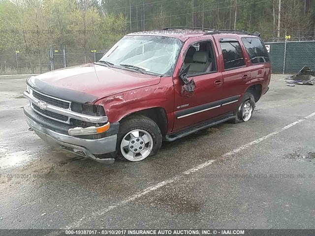 1GNEC13T91R216216 - 2001 CHEVROLET TAHOE C1500 BURGUNDY photo 2