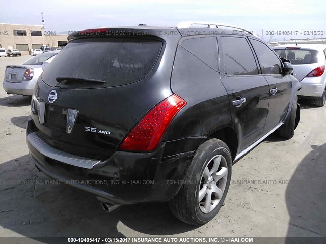 JN8AZ08W27W600369 - 2007 NISSAN MURANO SL/SE/S BLACK photo 4