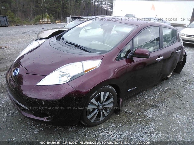 1N4BZ0CP3GC300587 - 2016 NISSAN LEAF SV/SL PURPLE photo 2