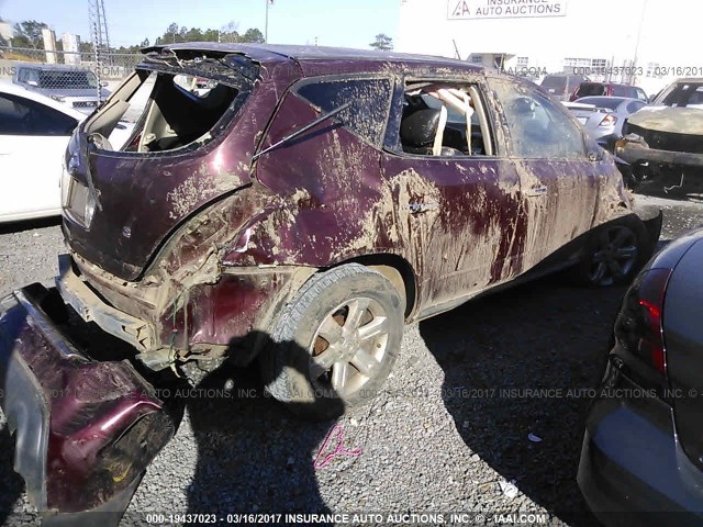 JN8AZ08TX6W408640 - 2006 NISSAN MURANO MAROON photo 4