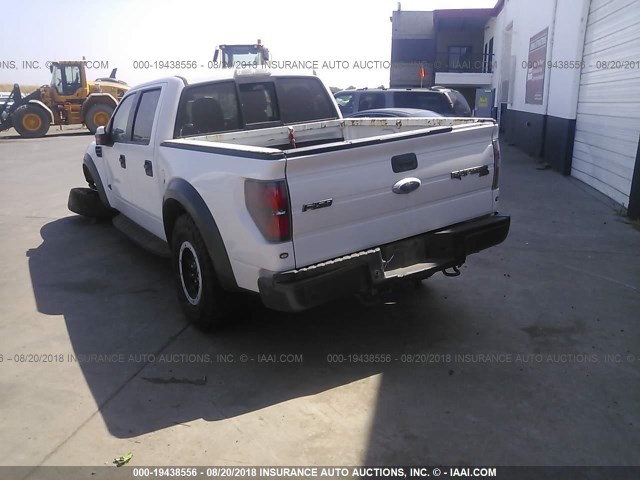 1FTFW1R64DFD27316 - 2013 FORD F150 SVT RAPTOR WHITE photo 3